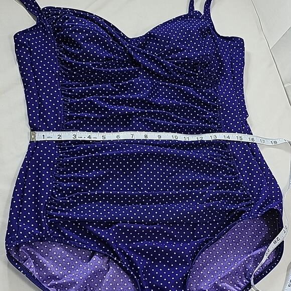 Miracle Suit Womens Sz XL Purple Polka Dot One Piece Swimsuit - Picture 10 of 14